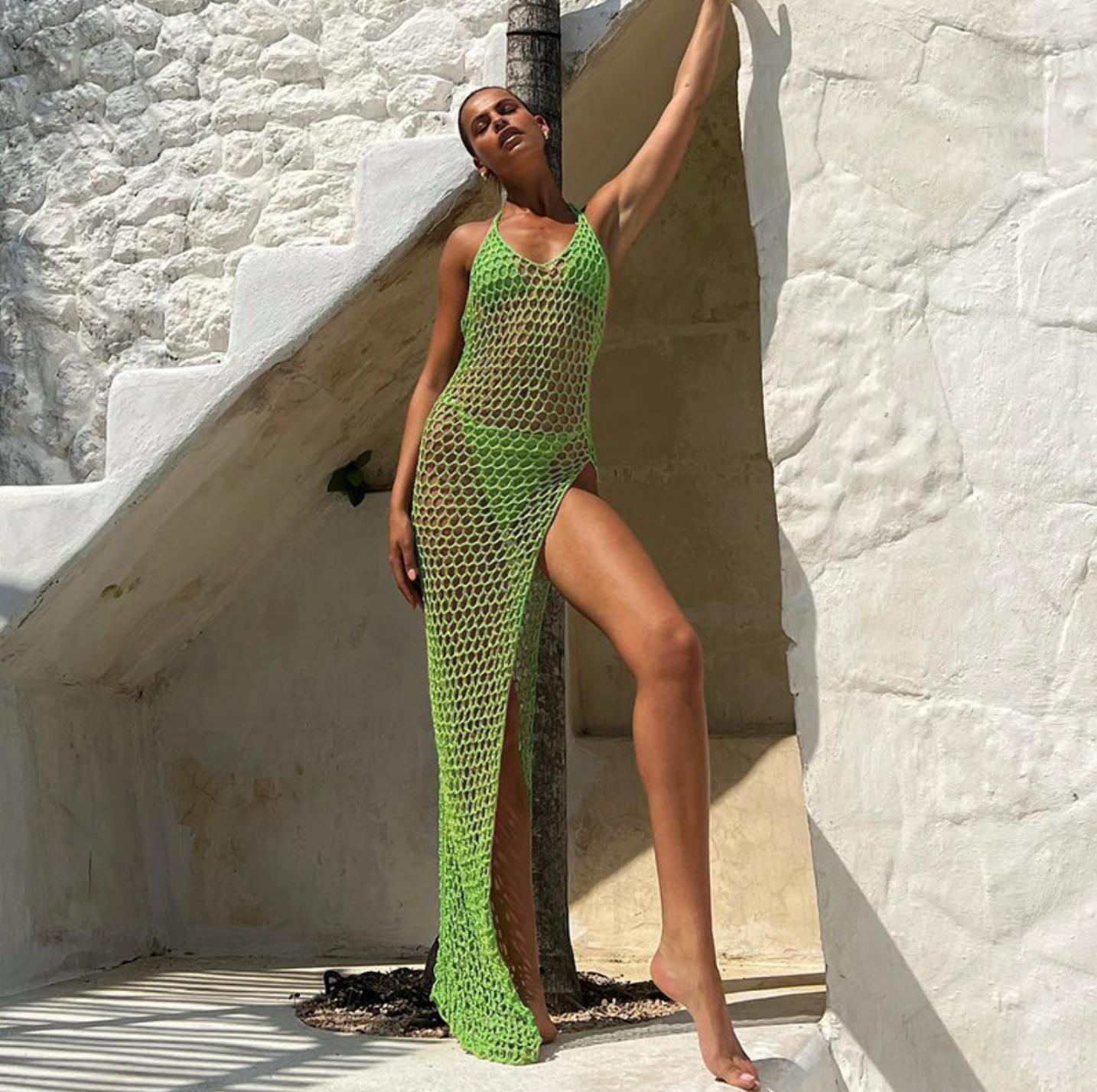 Dia Crochet Beach Dress  LAVAH Green S 