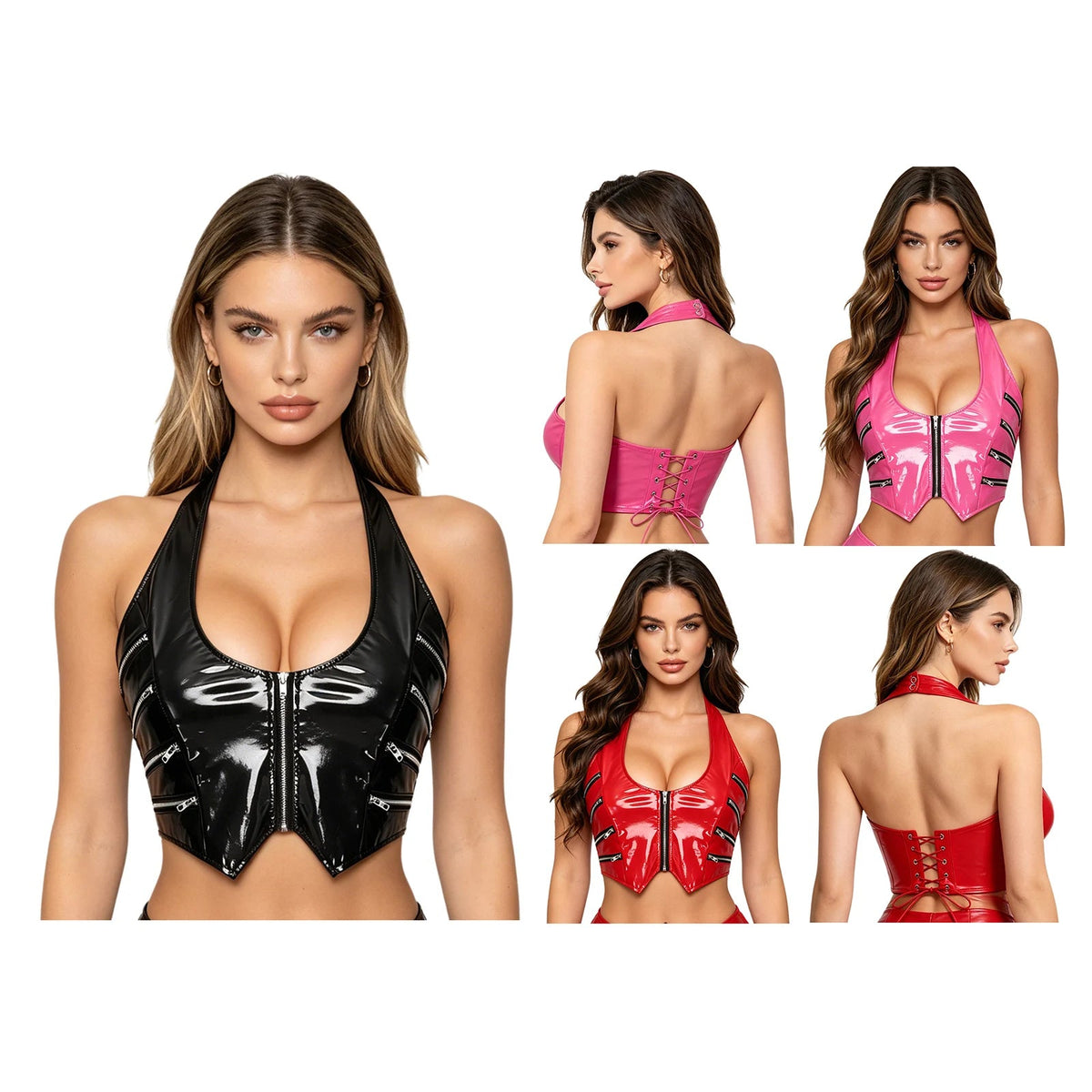 Onyx Zip Halter Top