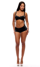 Lilou Satin Bra & Boyshort Set Black