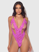 Reanna Lace & Chain Deep Plunge Bodysuit