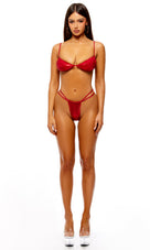 Riviera Metallic Strappy Bikini Red