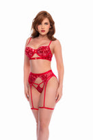Belfiore Scarlet Sequin 3pc Garter Set