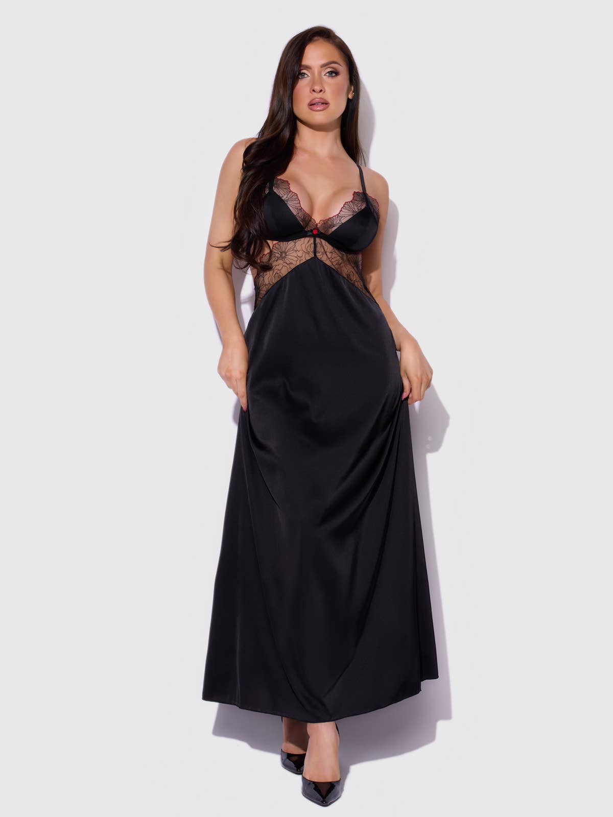 Ilena Embroidered Tulle Triangle Top Long Gown