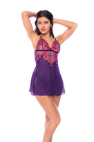 Odessa Embroidered Babydoll & Thong Set