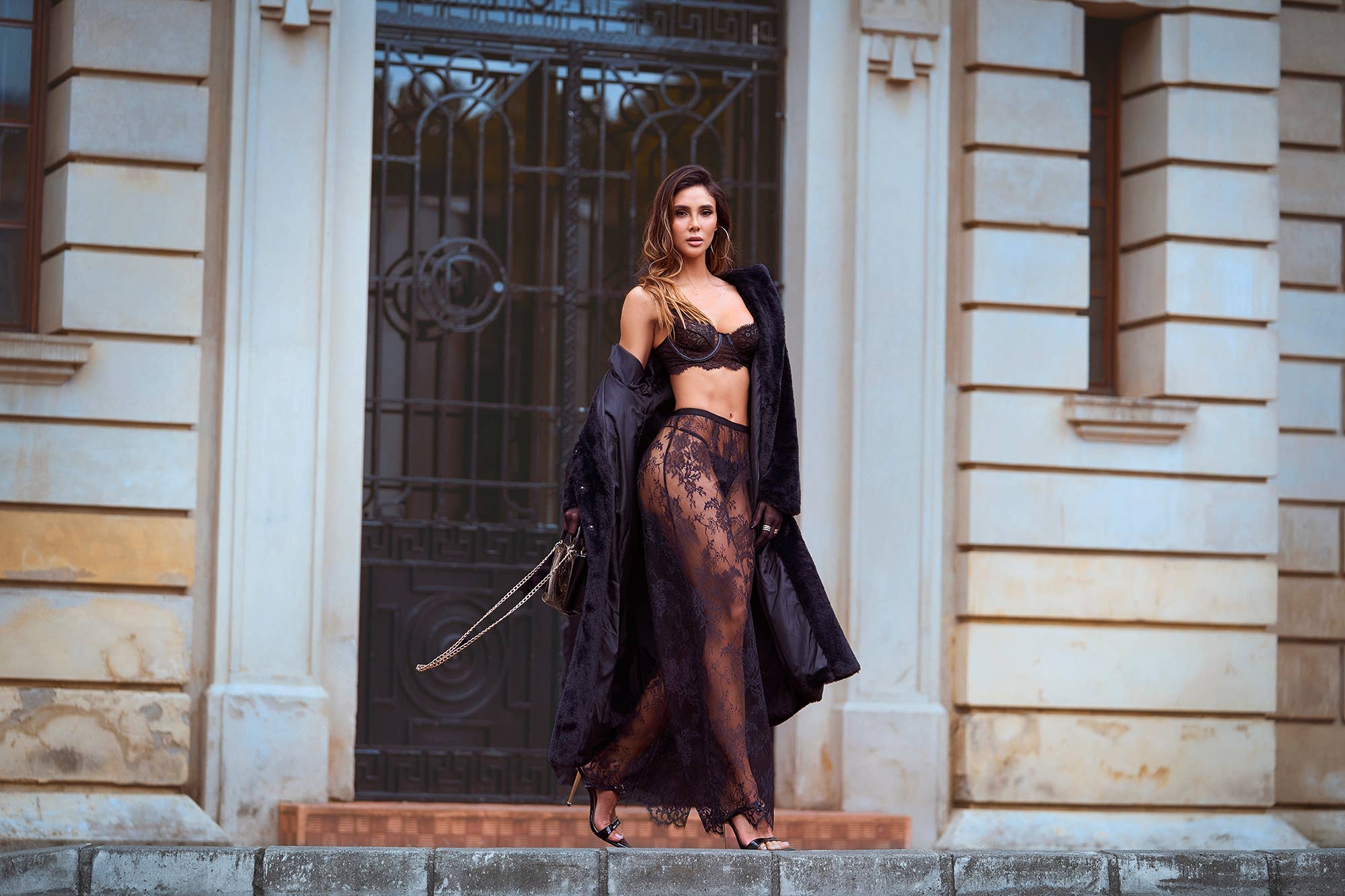 Primavera Black Lace 3pc Pant Set