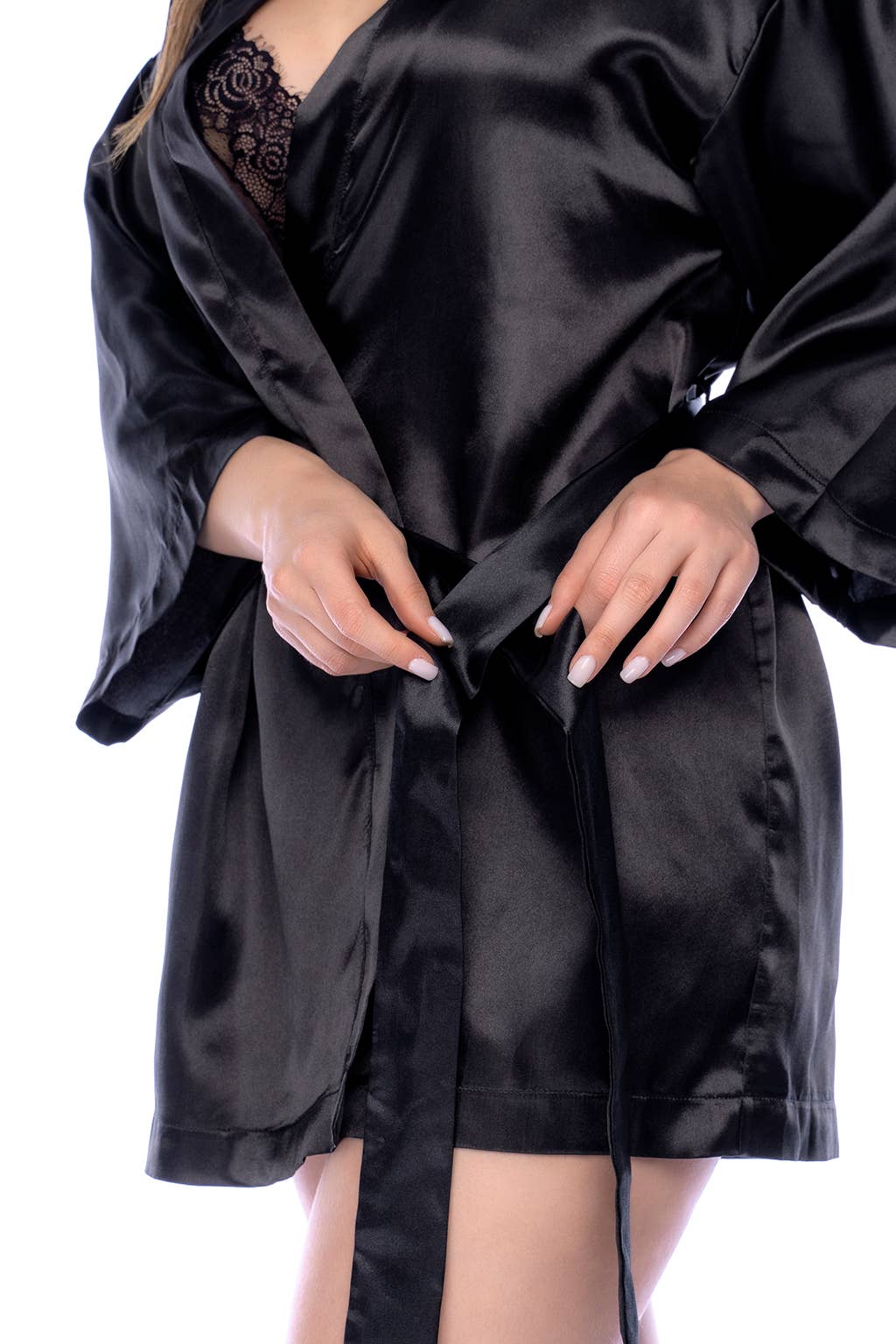 Cortina Black Satin Robe