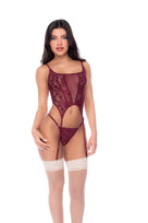 Lilla Burgundy Lace Garter Teddy