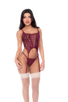 Lilla Burgundy Lace Garter Teddy