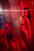 Midnight Spark Mesh Teddy with Rhinestone Fringe Cups | Lavah Intimates