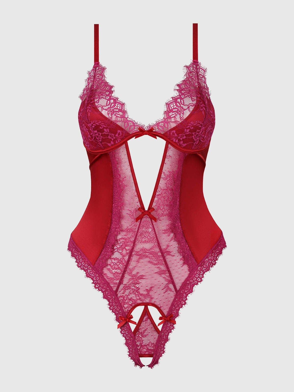 Jocelyn Satin & Lace Crotchless Teddy | Lavah Intimates