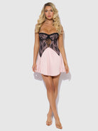 Jocelyn Lace & Satin Babydoll & G-String Set