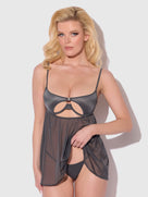 ZOE OIL SLICK OPENABLE CUP UNDERWIRE BABYDOLL SET