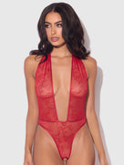 Kiki Lace Plunge Halter Teddy | Lavah Intimates