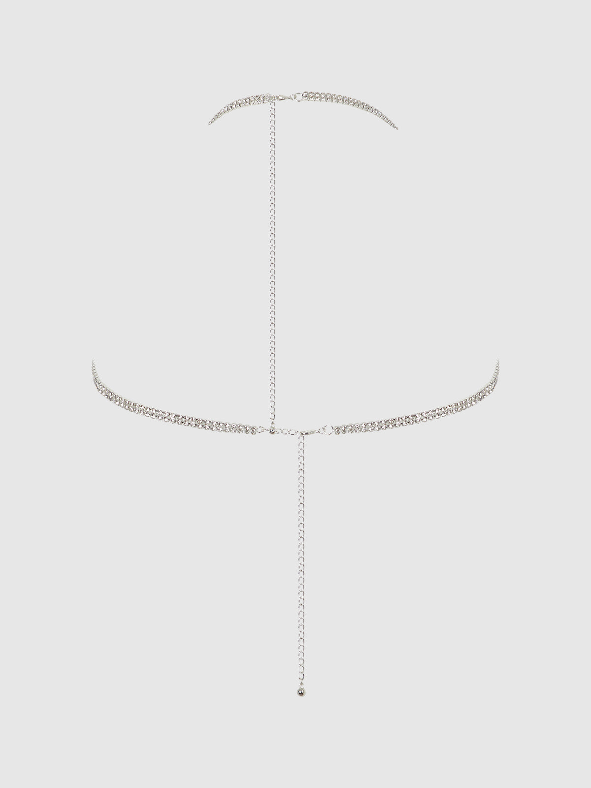 Rhinestone Dangle V Neck Bra Silver | Lavah Intimates