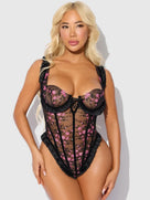 Harper Embroidered Ruffle Teddy | Lavah Intimates