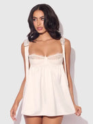 Rosalie Bridal Satin and Lace Babydoll Set | Lavah Intimates