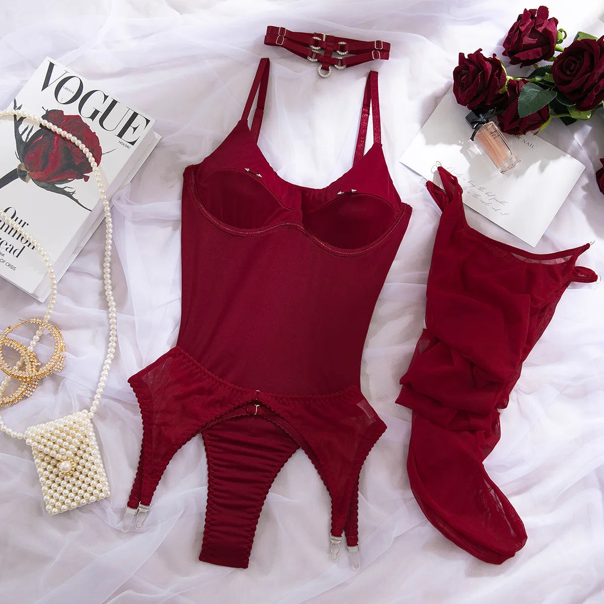 Carmen Garter Bodysuit & Stocking Set