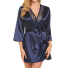 Solene Lace-Trim Satin Robe