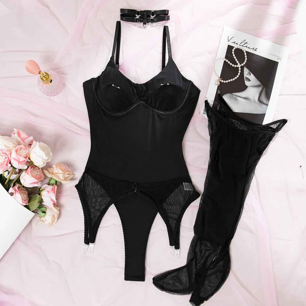 Carmen Garter Bodysuit & Stocking Set