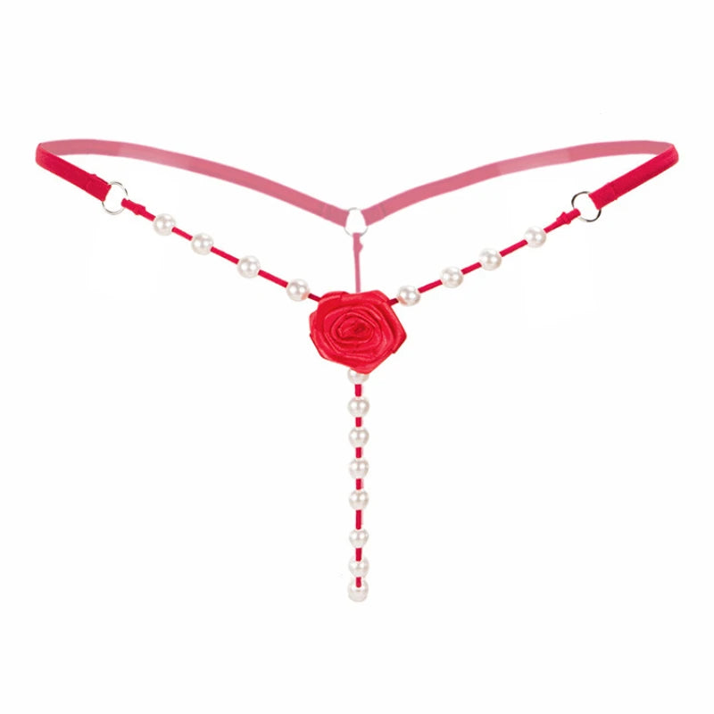 Rose Pearl Crotchless G-String | Lavah Intimates
