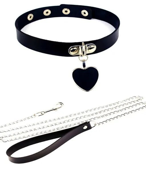 Kinky Collar & Leash Set  LAVAH LINGERIE & INTIMATES Heart Collar + Leash  