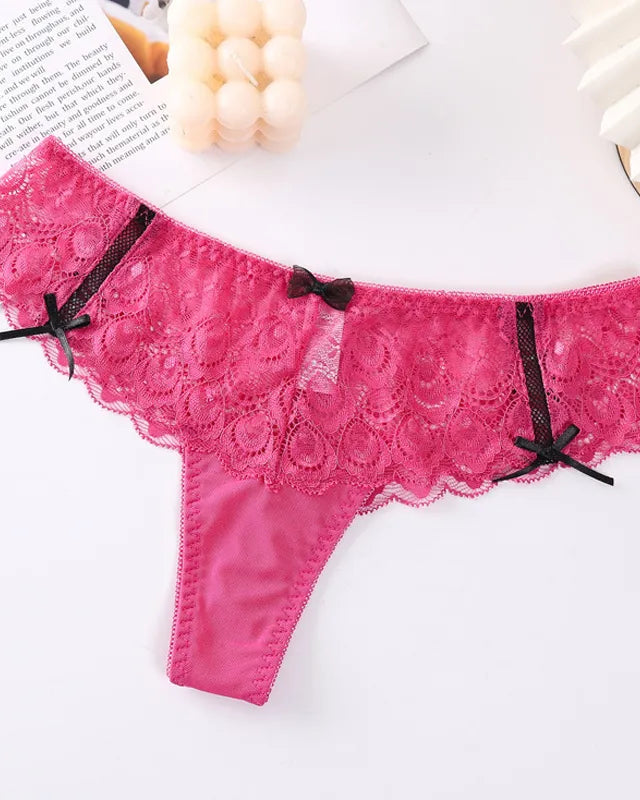 French Lace Thong  LAVAH LINGERIE & INTIMATES Hot Pink S 