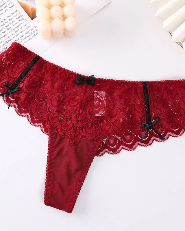 French Lace Thong  LAVAH LINGERIE & INTIMATES Red S 