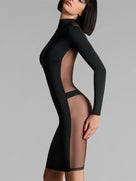 Greer Mesh Panel Midi Dress