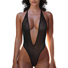 Vixen Plunge Sheer Halter Bodysuit | Lavah Intimates