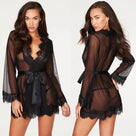 Anouk Sheer Lace-Trim Robe