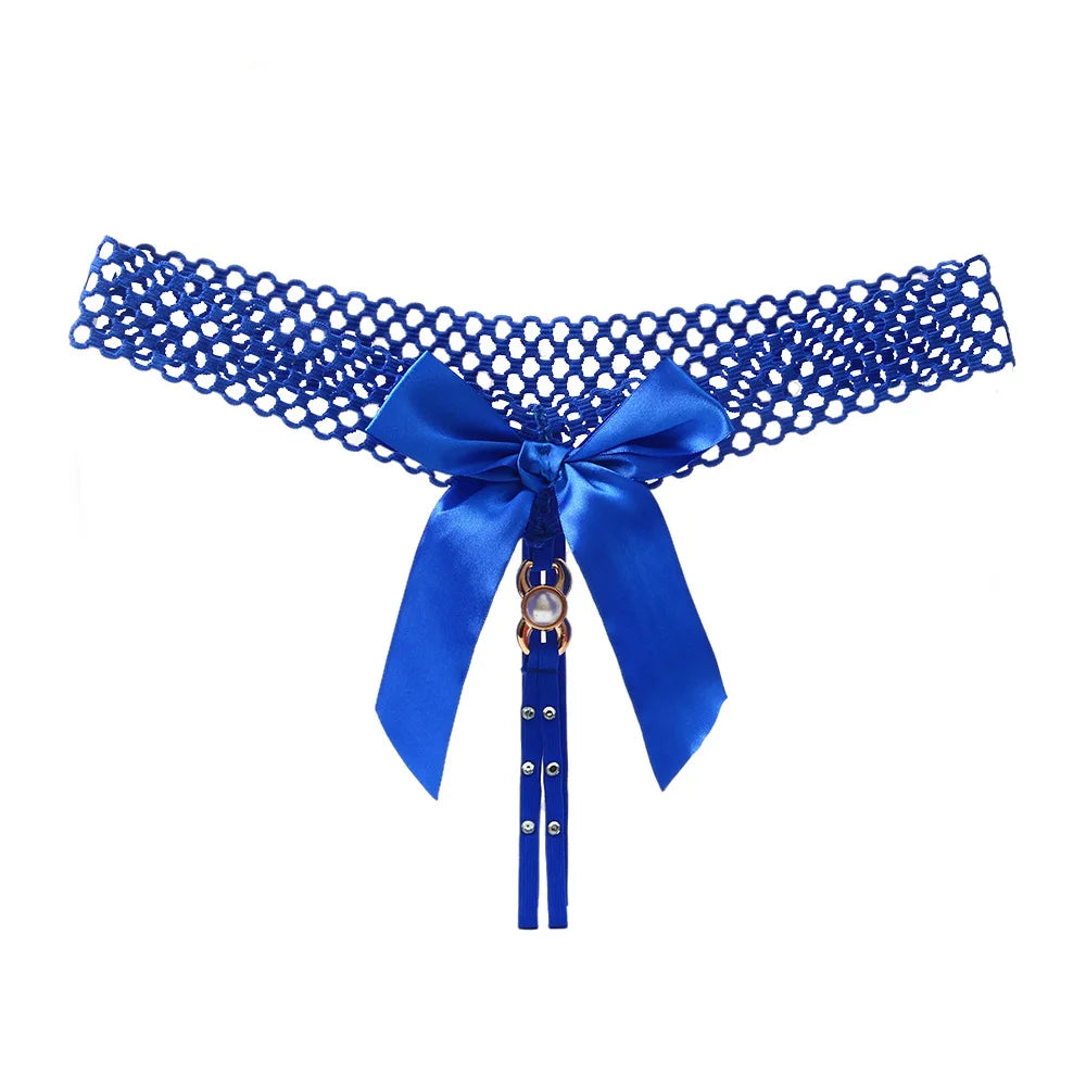 Noir Pearl Bow G-String | Lavah Intimates