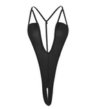 Deep V Micro Thong Crotchless Bodysuit