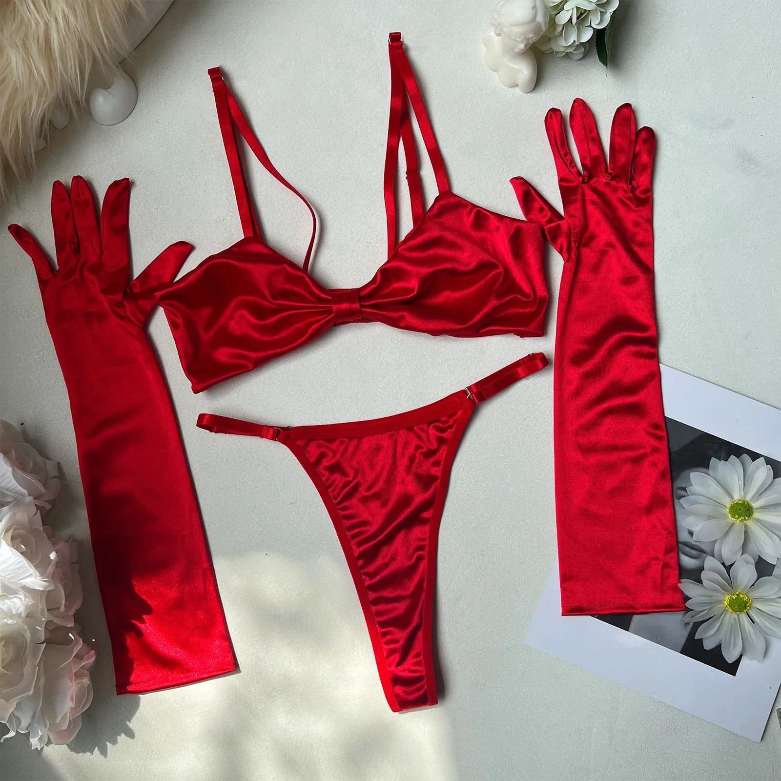 Scarlet Satin Desire Lingerie Set