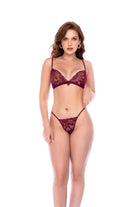 Verbena Burgundy Lace 3pc Garter Set