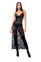 Long Gown with Matching Panty Garter Belt Black | Lavah Intimates
