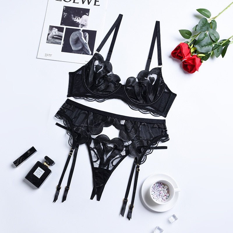 Black Heart 3 - Piece Set - LAVAH INTIMATES