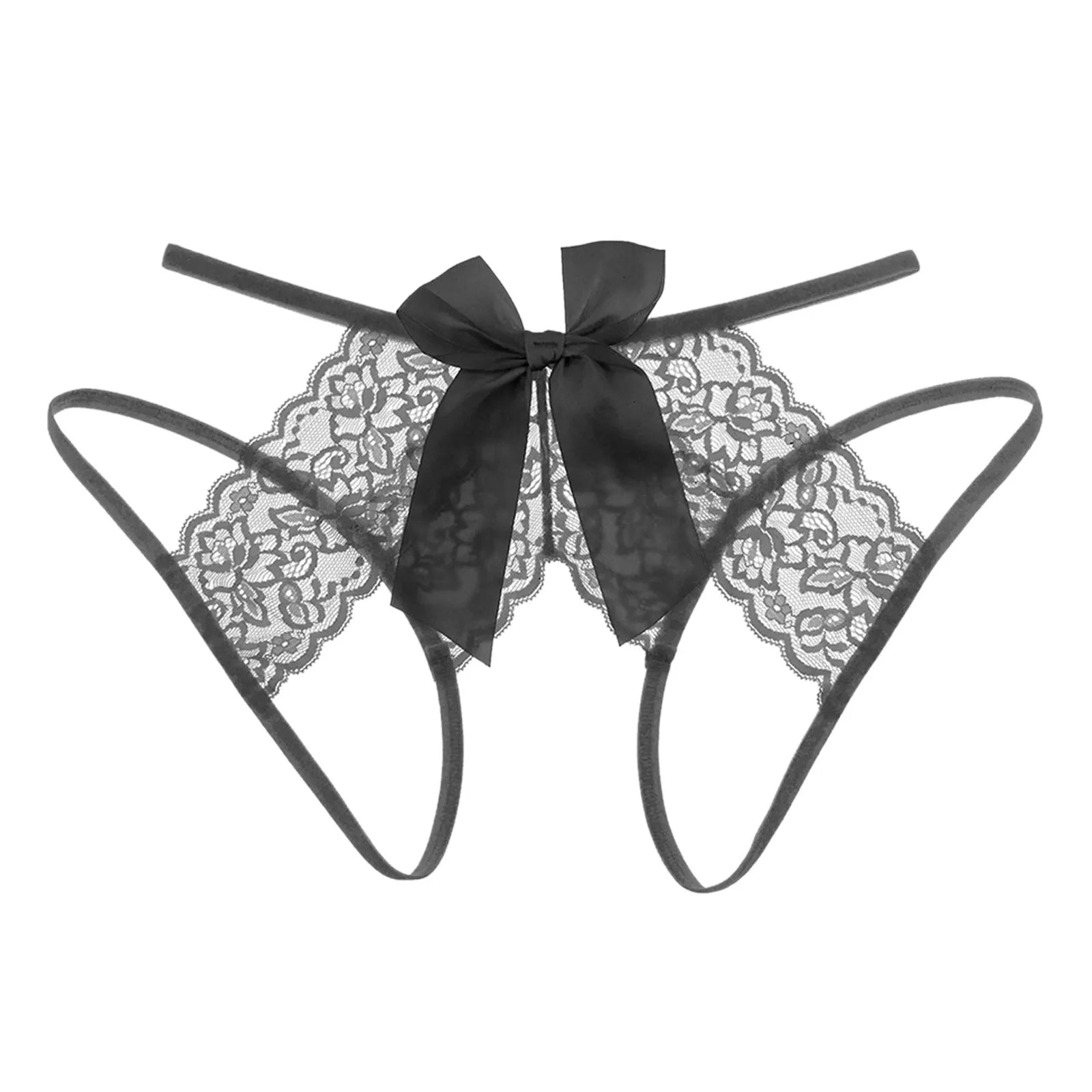 Bow - Lace Crotchless Panty - LAVAH INTIMATES