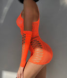 Criss Cross Fishnet Dress - Neon Orange - LAVAH INTIMATES