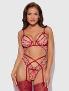 Angelina Lips Embroidery Cutout Teddy
