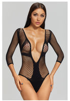 Deep V Fishnet Bodysuit - LAVAH INTIMATES