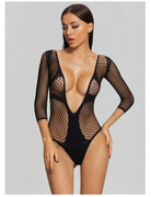 Deep V Fishnet Bodysuit - LAVAH INTIMATES