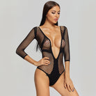 Deep V Fishnet Bodysuit - LAVAH INTIMATES