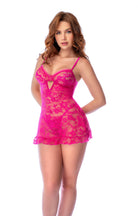 Cherry Veil Babydoll with Keyhole Detail Lingerie Set | Lavah Intimates
