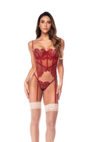Granata Rosewood Lace Garter Bustier