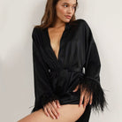 Feather Trim Robe - LAVAH INTIMATES