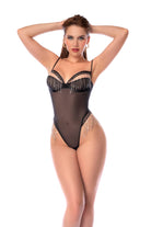 Midnight Spark Mesh Teddy with Rhinestone Fringe Cups | Lavah Intimates