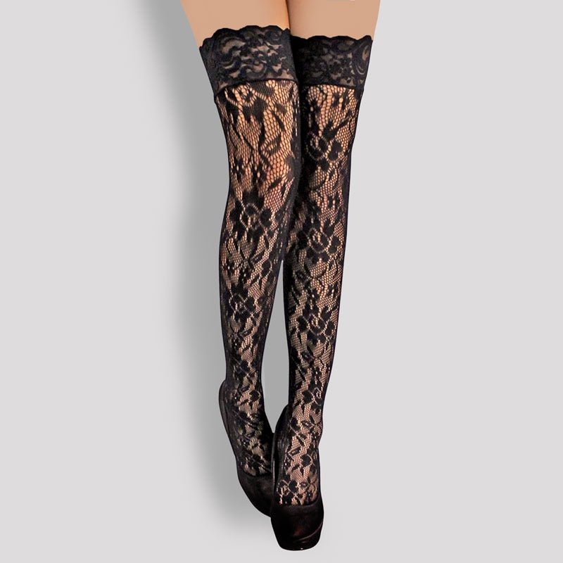 Floral Lace Thigh High Stockings - LAVAH INTIMATES