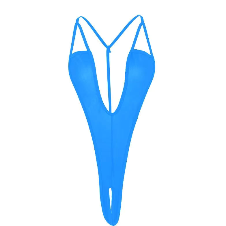 Deep V Micro Thong Crotchless Bodysuit