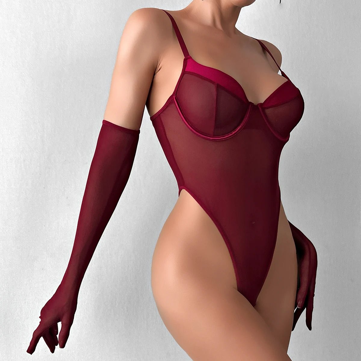 Mira Bodysuit Set - Burgundy - LAVAH INTIMATES