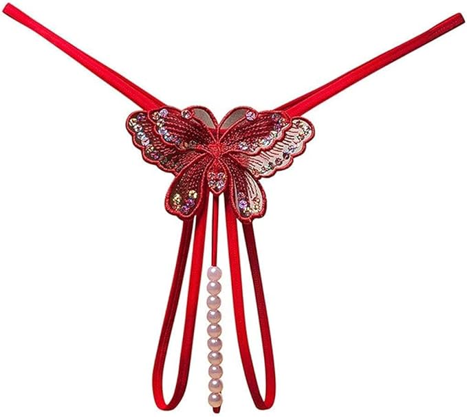 Butterfly Crotchless Pearl Thong | Lavah Intimates